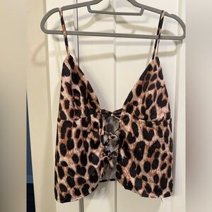 Leopard Print Tie Tank Top
